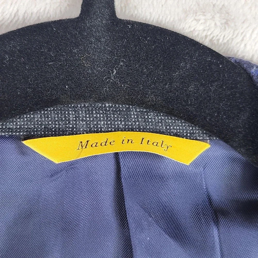 Canali Kei Blazer Mens 50 Blue Geometric Wool Cashmere Made In Italy Sport Coat